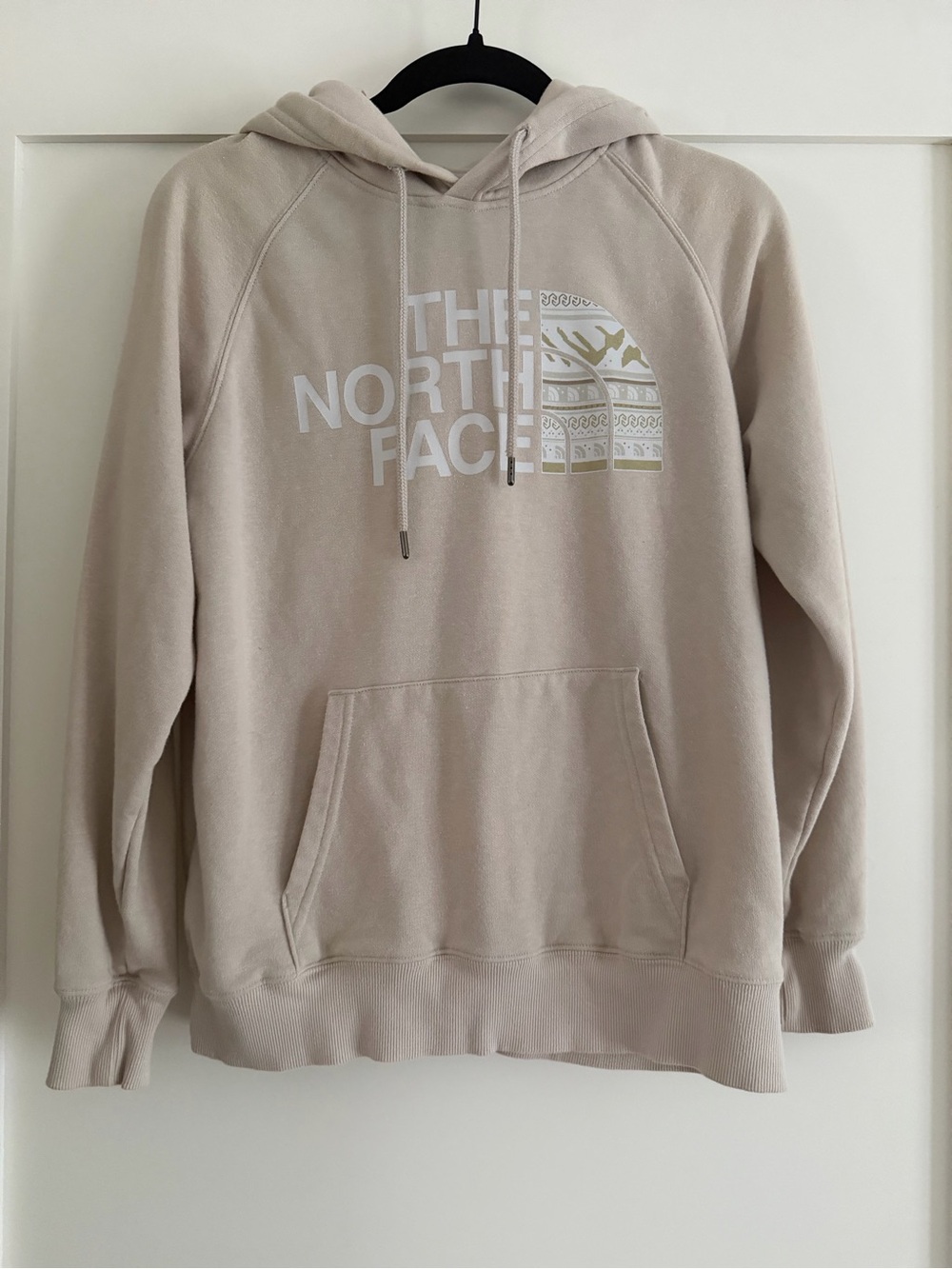 The North Face Men's Crewneck Hoodie in Light Beige with White Logo